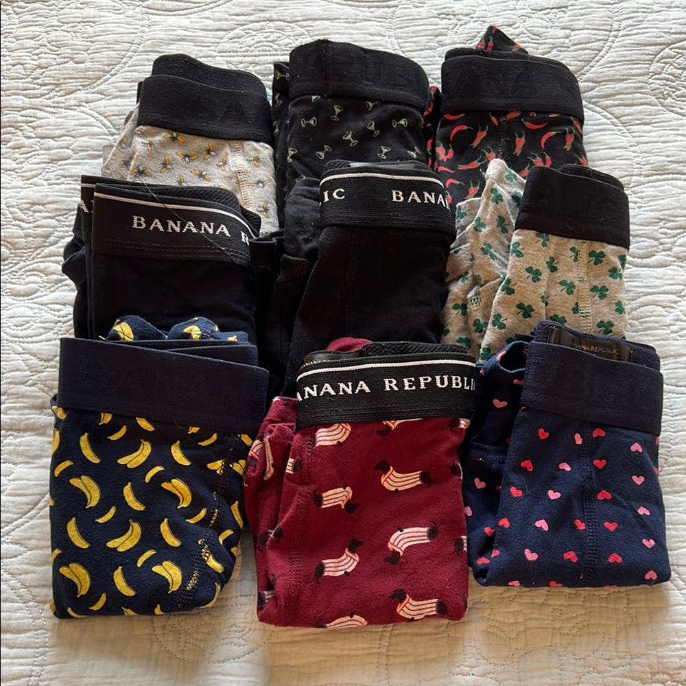 Banana Republic Men's Boxer Briefs, Assorted Colors, Size Medium, Set of 9